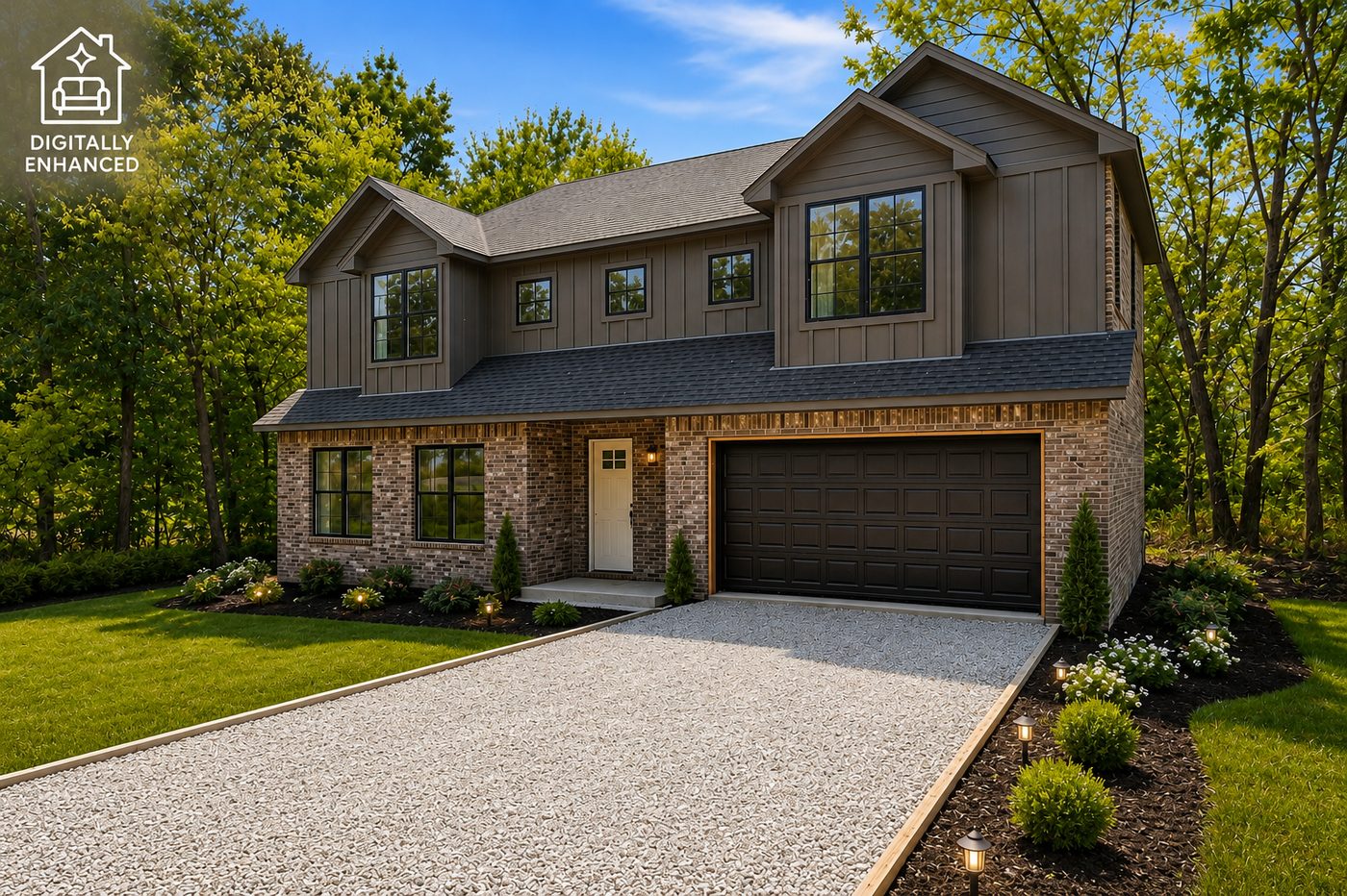 The same exterior with virtual landscaping applied